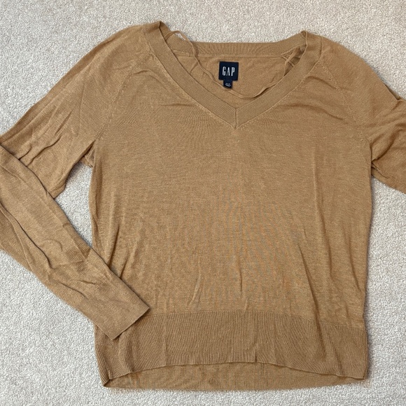 GAP Relaxed Cafe au Lait CashSoft V-neck Sweater - Picture 1 of 3